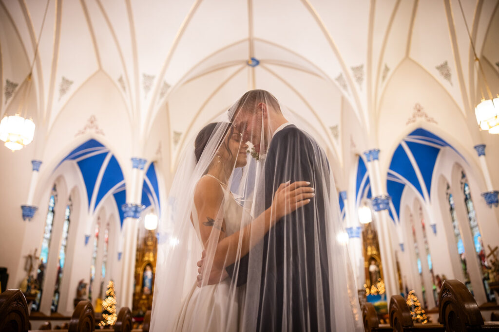 Minnesota wedding photography inside of a catholic church