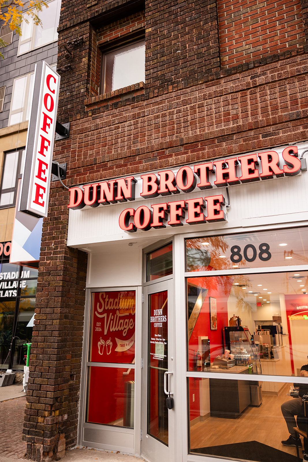 Front photo of Dunn Brothers coffee shop store front done by Caitlyn Kloeckl Photography